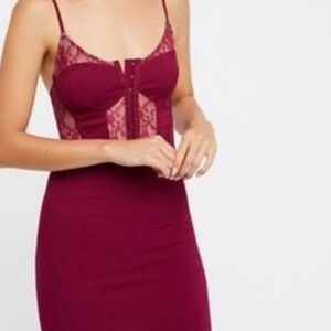 Free People Dress Corset Top Bodycon Lace L